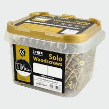Tubs of yellow plated wood screws